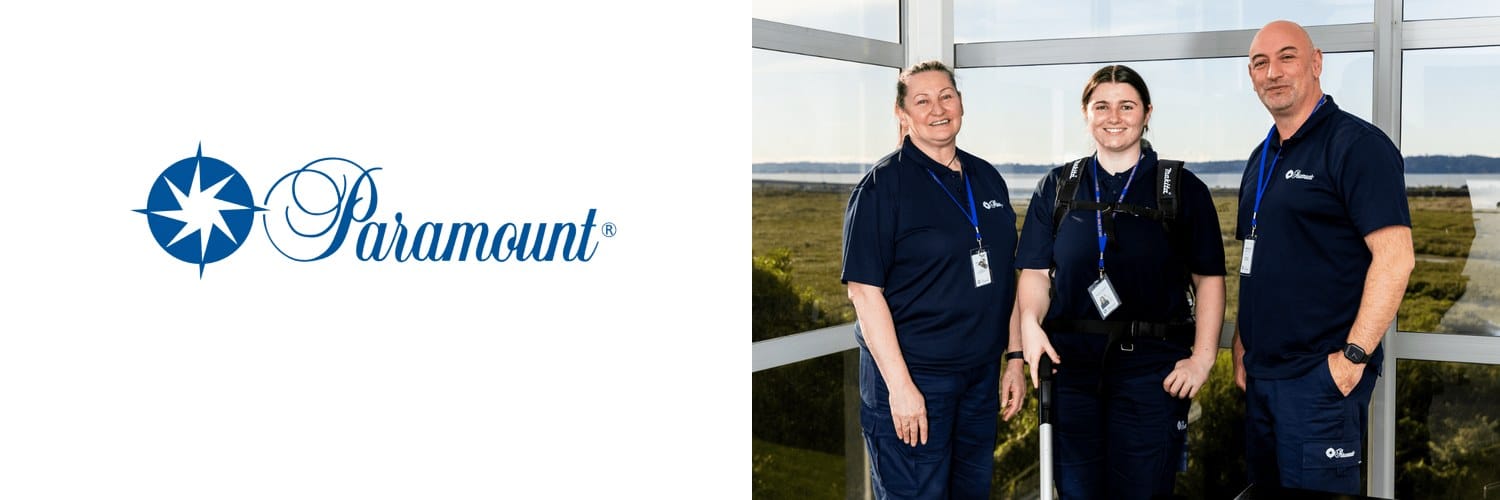 Paramount Cleaning - logo and cleaning team, commercial cleaners in Invercargill