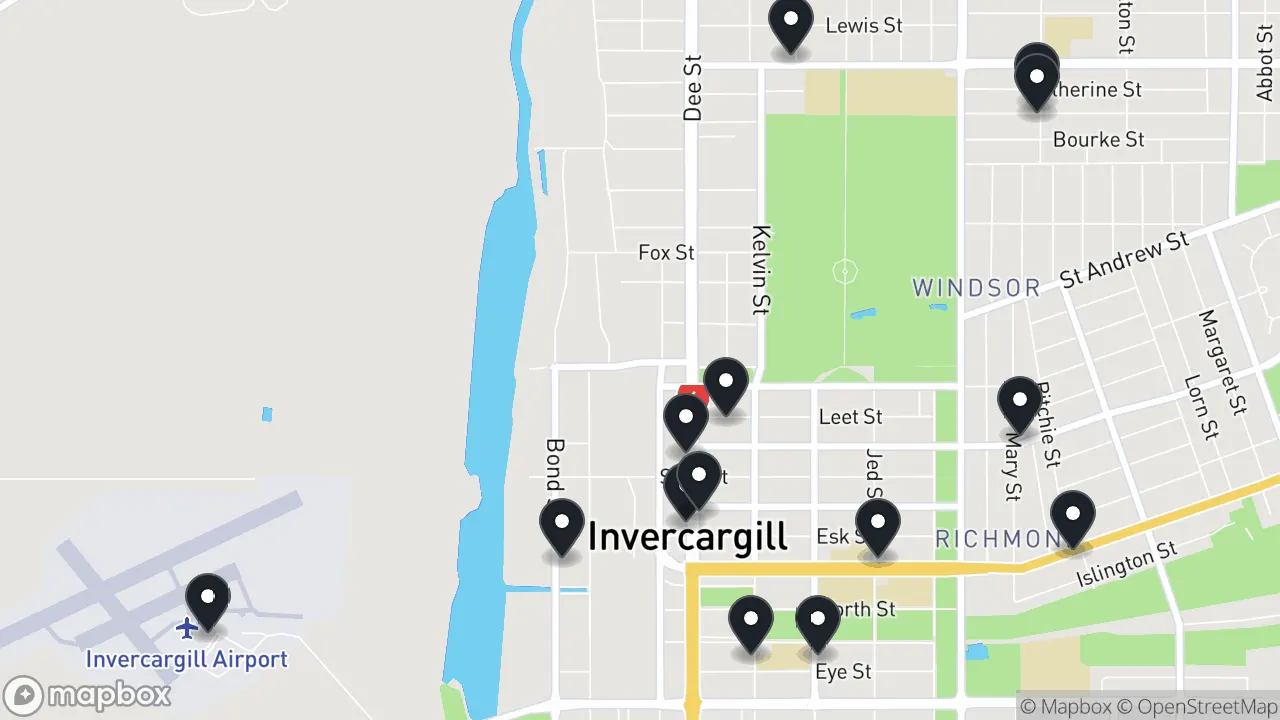 Map of local businesses in Invercargill